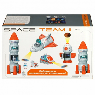 Т24296 1toy Space Team  II 2 в 1 Космический набор (шаттл, вездеход, 3 космонавта). свет. и звук эф.